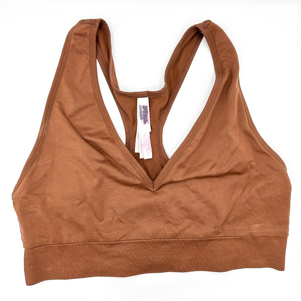 VS Pink Brown V-Neck Sports Bra